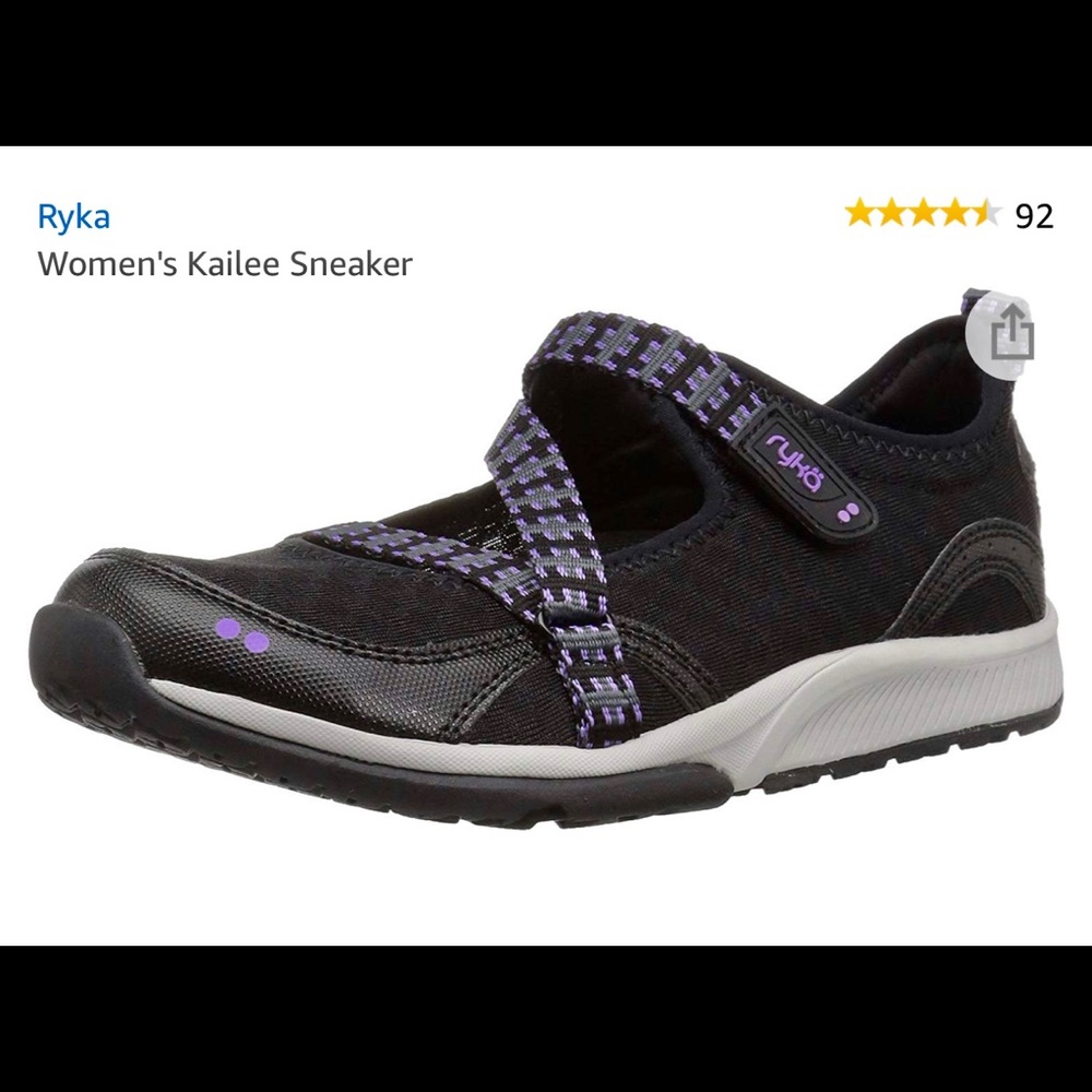 Ryka Kailee sneaker black purple Velcro straps